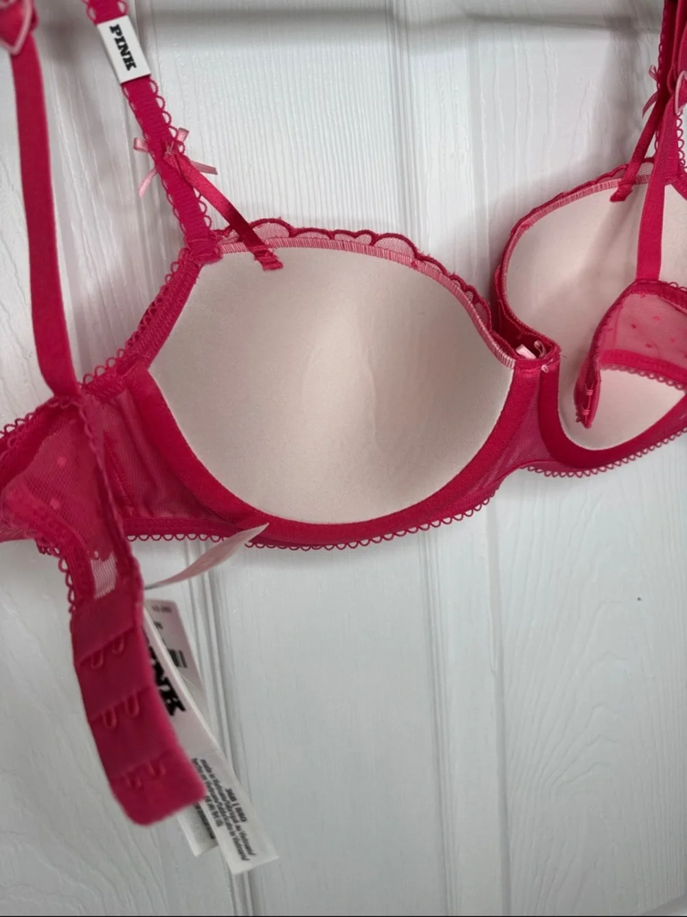 Victoria's Secret Hot Pink Heart Lace Balconette Bra NWT Sz 36B - Picture 6 of 7